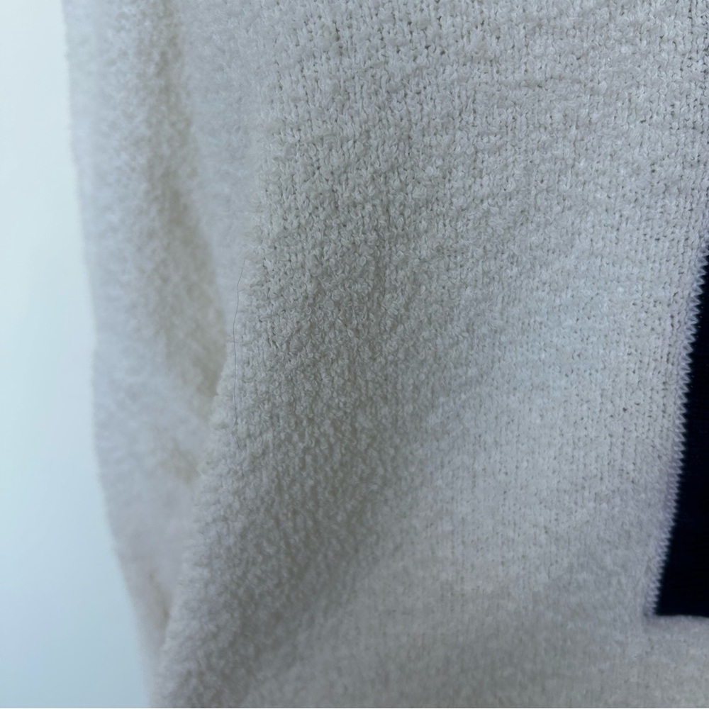 Vintage Escada White & Navy Terry Sequin Collar Button Up Long Sleeve Polo - Picture 10 of 16